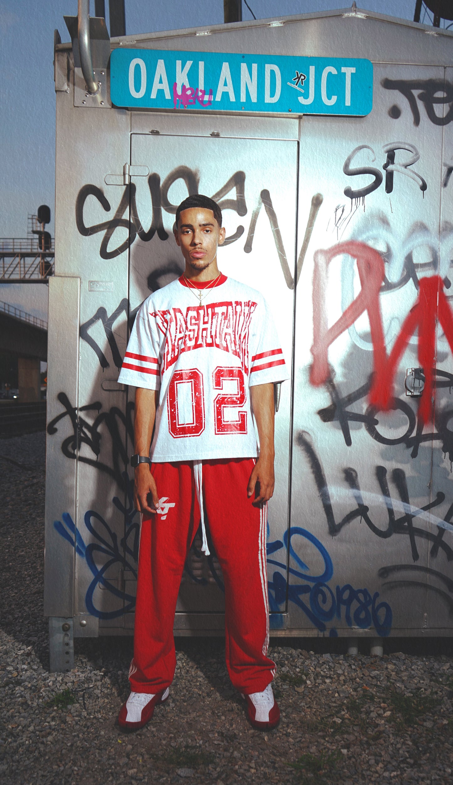 Oversized KT '02' Jersey Style Shirt - Red